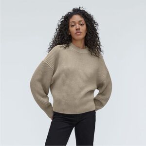 Everlane The Chunky Knit Organic Cotton Oversized Sweater Size XS Dark Taupe